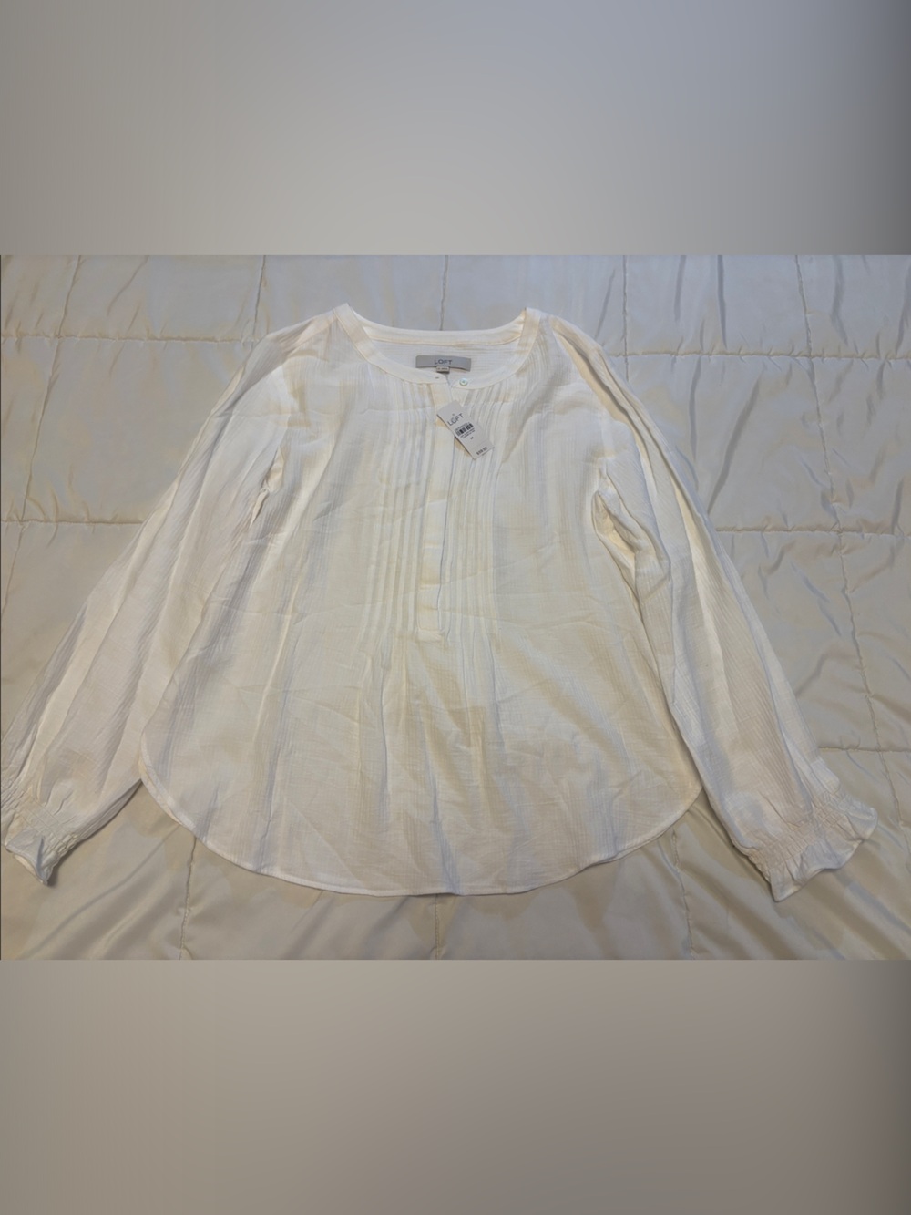 LOFT White Long-Sleeve Blouse